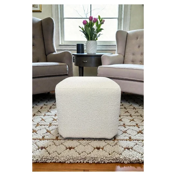 Kare Puf - Block Bukle Şönil Kumaş - Modern Dekoratif Şık Ve Konforlu Puf&Bench - Görsel 4