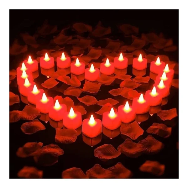 12 Adet Kalpli LED Mum Tealight Mum Kırmızı Işık Pilli Piller Dahil - Görsel 3