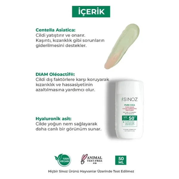 Sinoz Pure Cica Fluid Kızarıklık Karşıtı 50 Ml 50 Faktör Güneş Kremi - Görsel 5