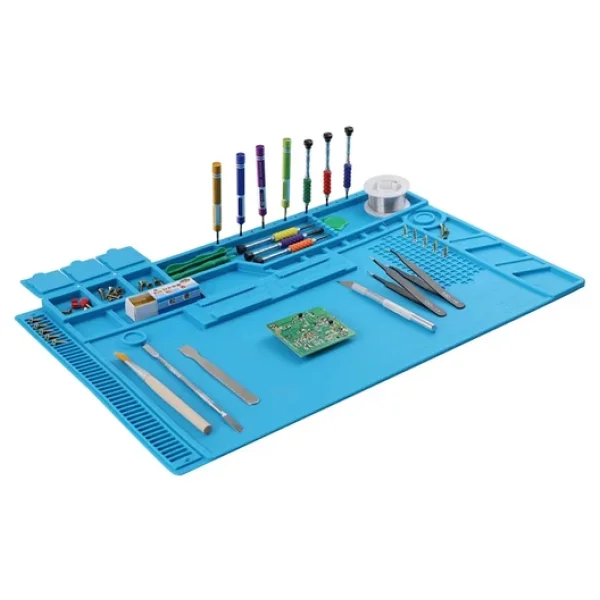 Isıya Dayanıklı Silikon Tamir Onarım Lehim Matı Pedi Magnetli-Antistatik (45x30 Cm), Tamir Matı - Görsel 3