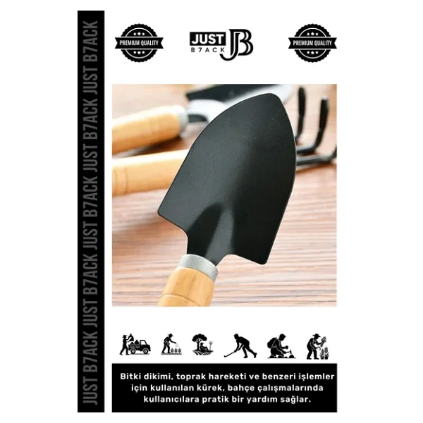 #Hobiseti Dayanıklı Doğal Ahşap Yüksek Kalite Estetik Mini Ahşap Hobi Bahçe Tarla Tırmık Kürek Seti - Görsel 5