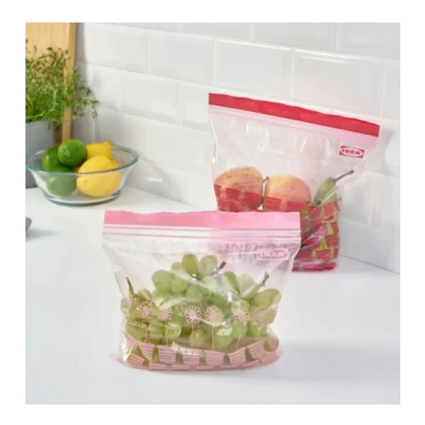 Ikea Istad Kilitlenebilir Ve Yıkanabilir Buzdolabı Poşeti, Kırmızı-Pembe, 2,5 Lt Ve 1,2 Lt, 50 Adet - Görsel 5
