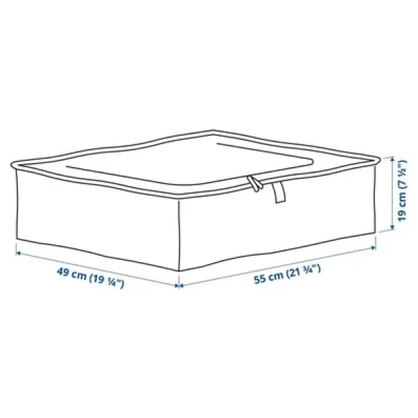 IKEA Parkla 55X49X19 Fermuarlı Yatak Altı Yastık Çarşaf Nevresim Giysi Ayakkabı Saklama Kutusu Hurç - Görsel 5