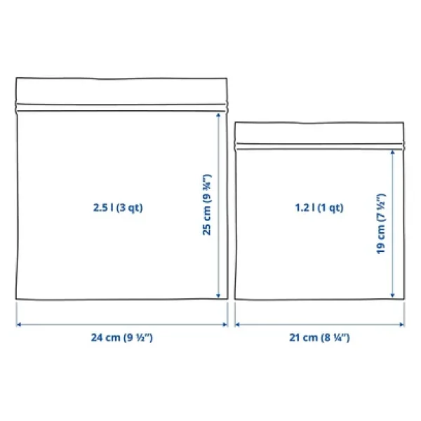 IKEA 50 Adet Kilitli Buzdolabı Poşeti İkea Kilitlenebilir Poşet (25 Adet 1,2 litre + 25 Adet 2,5 litre) - Görsel 4