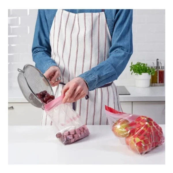 Ikea Istad Kilitlenebilir Ve Yıkanabilir Buzdolabı Poşeti, Kırmızı-Pembe, 2,5 Lt Ve 1,2 Lt, 50 Adet - Görsel 6