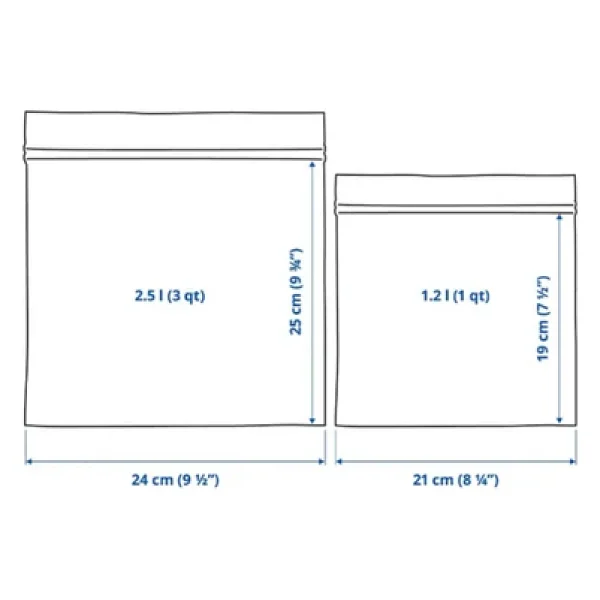Ikea Istad Kilitlenebilir Ve Yıkanabilir Buzdolabı Poşeti, Kırmızı-Pembe, 2,5 Lt Ve 1,2 Lt, 50 Adet - Görsel 2