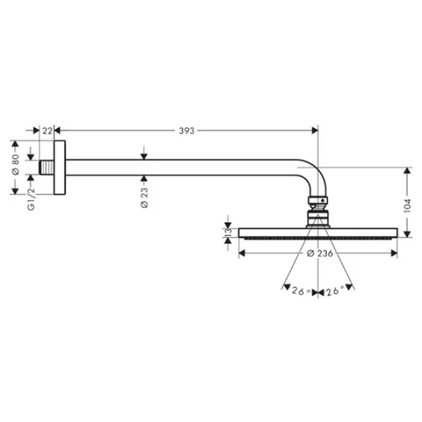 Hansgrohe 27607000 240 1 Jet Dirsekli Duş Başlığı - Görsel 4