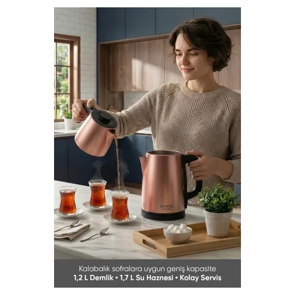 Lorenzo Teazen 2in1 LRZ-1022 Rosie Çelik Çay Makinesi - Görsel 7