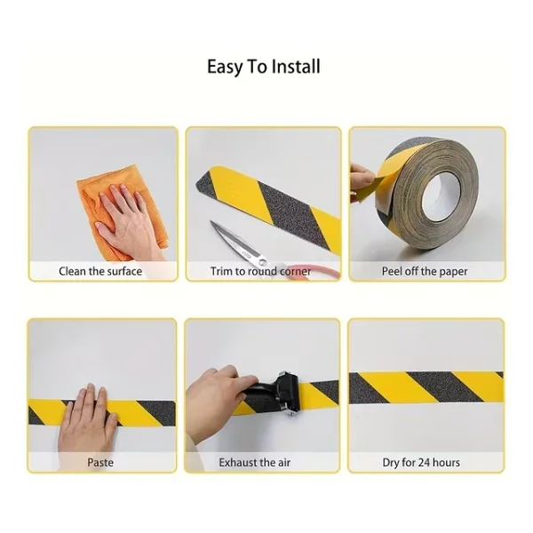 5 Adet Merdiven Kaydırmaz Kaymaz Bant 25mm X 25mt Sarı Siyah - Görsel 4