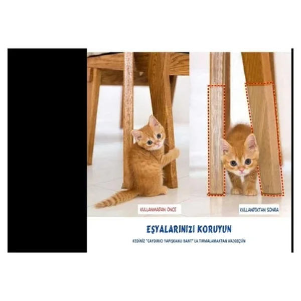 Kedi Caydırıcı Eğitim Bandı, Mobilyalar Için Tırmalamaya Karşı Önleyici, %100 Şeffaf10 Cm X 10 Mt - Görsel 7