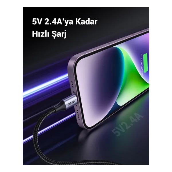 Ugreen 60158 2 M USB To Lightning Hızlı Şarj Kablosu - Görsel 3