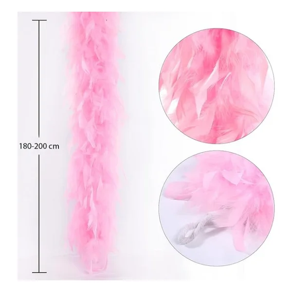 Pembe Renk Kabarık Kalın Otriş Boa Tüy 6 Cm Genişlik 180-200 Cm Uzunluk - Görsel 2