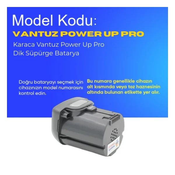 Karaca Vantuz Power Up Pro Dik Süpürge Batarya - Orijinal Kalite, Güçlü Ve Dayanıklı Yedek Pil Hızlı Şarj & Uzun Ömürlü Kullanım - Görsel 2