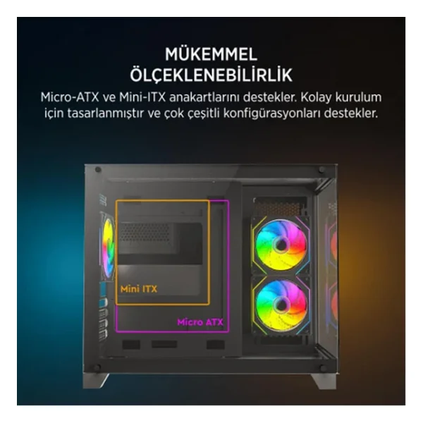 James Donkey Stark S700 ARGB Fanlı 750 W Micro ATX Oyuncu Kasası - Görsel 7