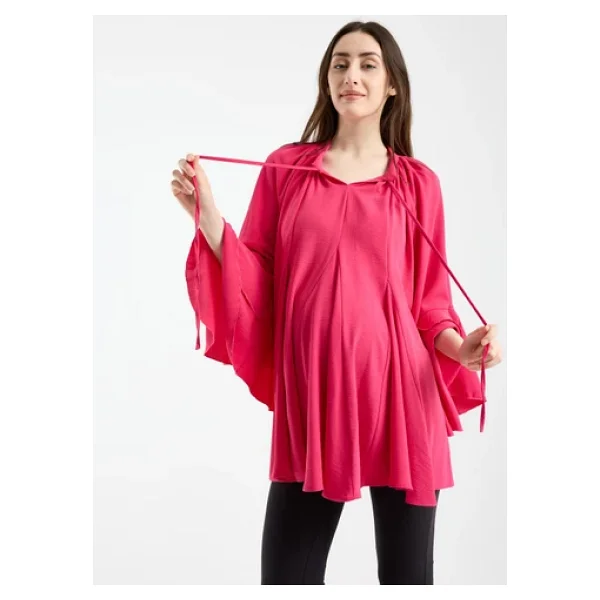 Işşıl 2618-Volanlı Kol Hamile Giyim Oversize Bluz-Tunik - Görsel 8
