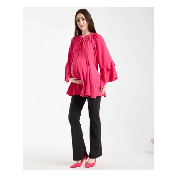 Işşıl 2618-Volanlı Kol Hamile Giyim Oversize Bluz-Tunik - Görsel 3