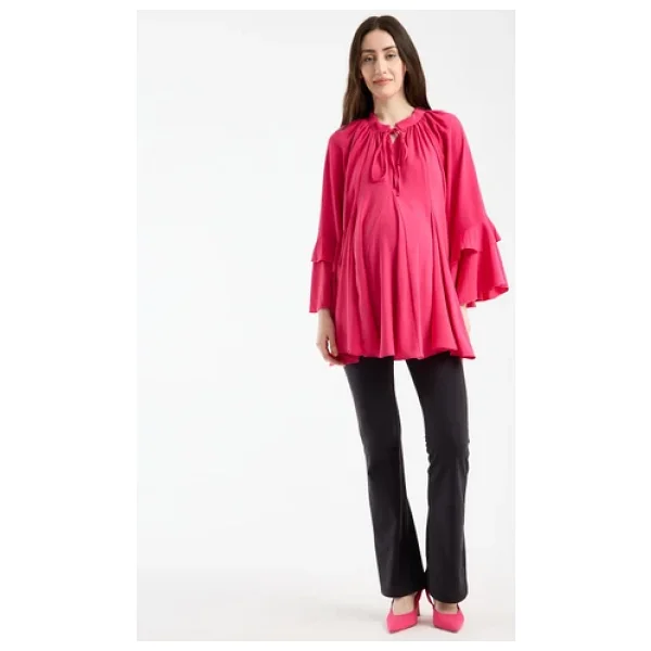 Işşıl 2618-Volanlı Kol Hamile Giyim Oversize Bluz-Tunik - Görsel 7