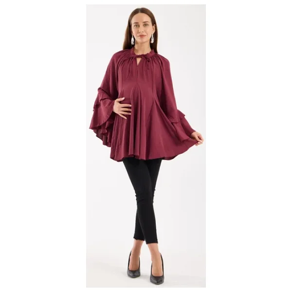 Işşıl 2618-Volanlı Kol Hamile Giyim Oversize Bluz-Tunik - Görsel 10
