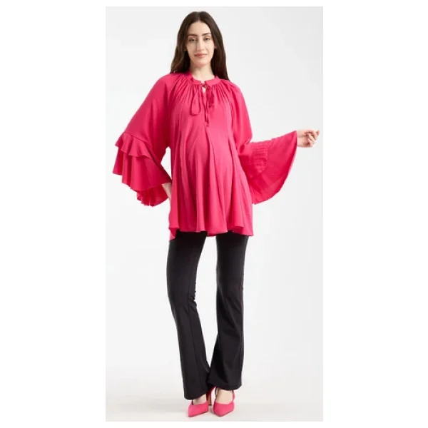 Işşıl 2618-Volanlı Kol Hamile Giyim Oversize Bluz-Tunik - Görsel 5