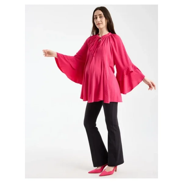 Işşıl 2618-Volanlı Kol Hamile Giyim Oversize Bluz-Tunik - Görsel 4