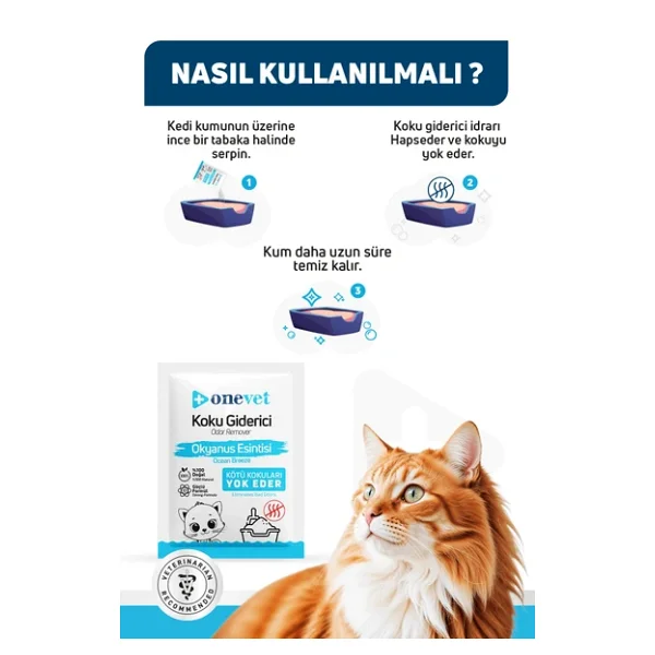 Onevet Okyanus Esintisi Kokulu 15x25 gr Kedi Kumu Koku Giderici - Görsel 4