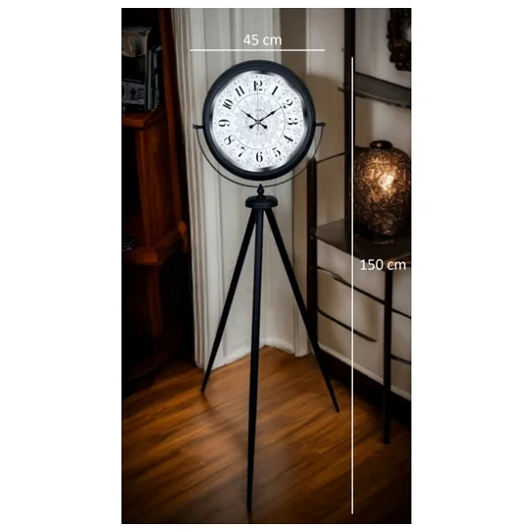 Siyah Desenli Şık Tripod Ayaklı Saat - Görsel 5