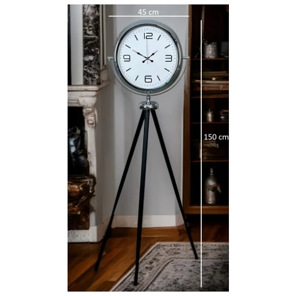 Krom Sade & Şık Tripod Ayaklı Saat - Görsel 5