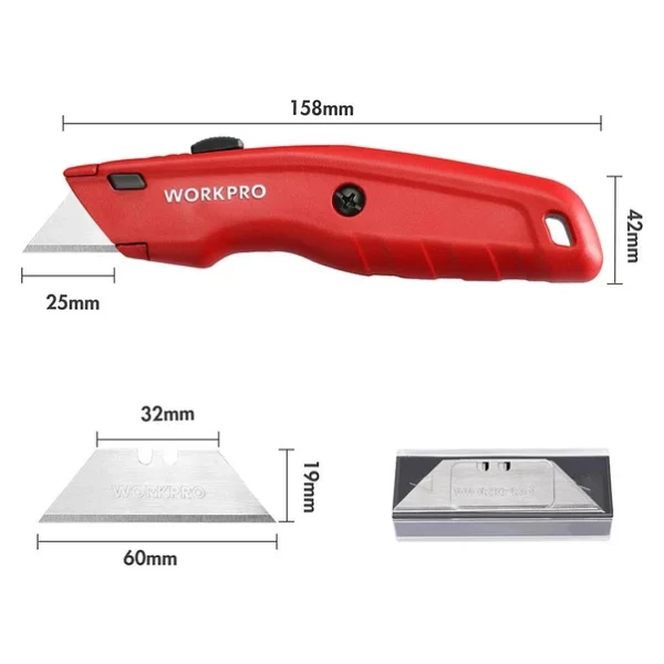 Workpro Wp213017 Alüminyum Rötuş Maket Bıçağı + 3 Adet Yedek Bıçak - Görsel 4