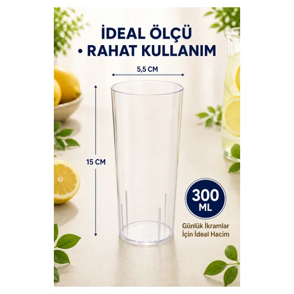 7'li Set Plastik Kokteyl, Meşrubat Bardağı - Parti, Düğün, Davet Ve Organizasyon Bardağı 300 Ml - Görsel 2