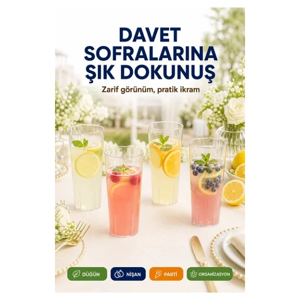 7'li Set Plastik Kokteyl, Meşrubat Bardağı - Parti, Düğün, Davet Ve Organizasyon Bardağı 300 Ml - Görsel 4