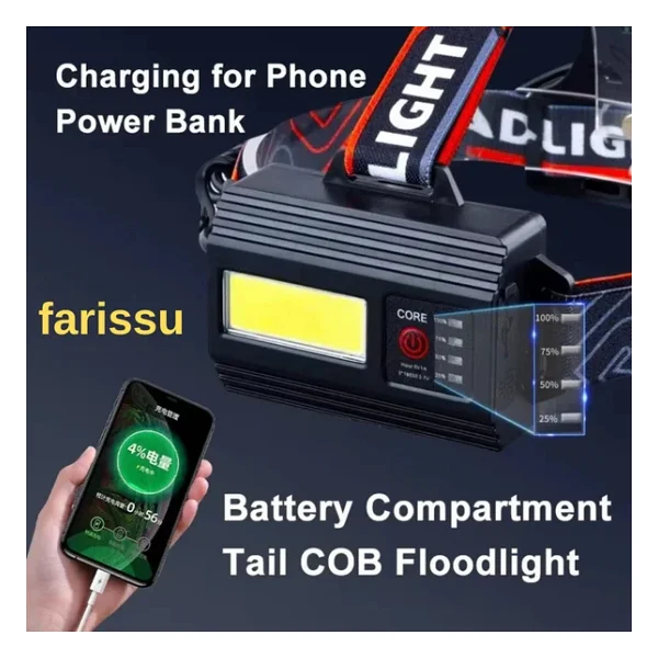 Q-Max Ps-T62 3000 Lümen Kafa Lambası - 3 Adet 18650 Yedek Pilli - Powerbank Özellikli - Görsel 4