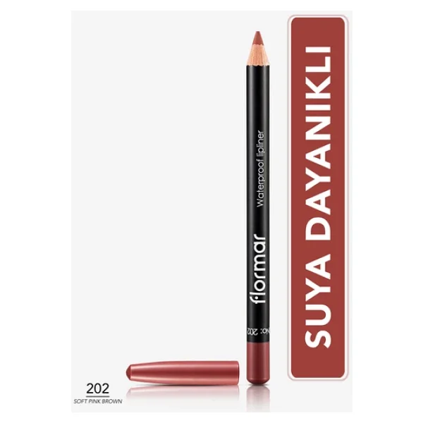 Flormar Waterproof Lipliner 202 Soft Pink Brown Dudak Kalemi - Görsel 2