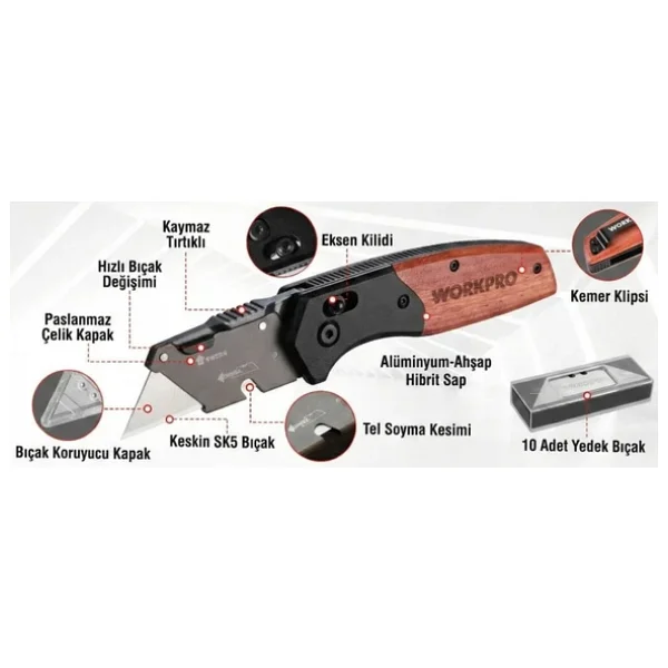Workpro Wp211035 Ağır Hizmet Katlanır Maket Bıçağı - Görsel 5