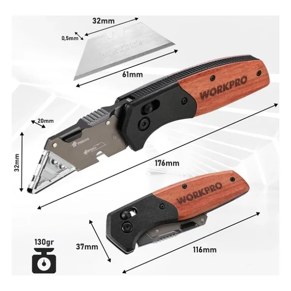 Workpro Wp211035 Ağır Hizmet Katlanır Maket Bıçağı - Görsel 4