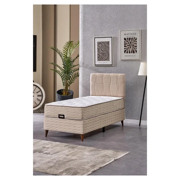 Evdemo Vizyon Tek Kişilik Baza Başlık Set Krem 90x190 - Görsel 4