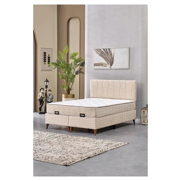 Evdemo Vizyon Çift Kişilik Baza Başlık Set Krem 150x200 - Görsel 4