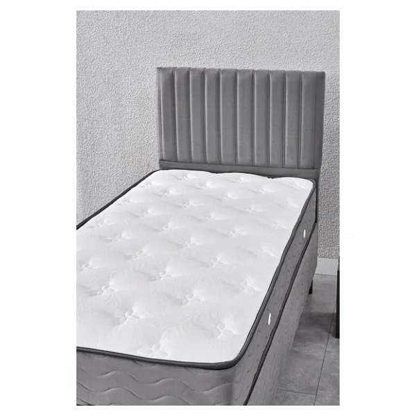 Evdemo Ezgi Tek Kişilik Baza Başlık Yatak Seti Gri 90x190 - Görsel 5