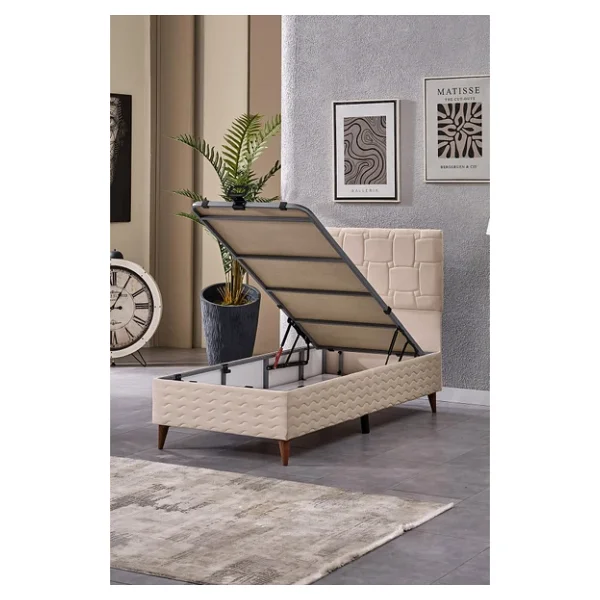 Evdemo Vizyon Tek Kişilik Baza Başlık Set Krem 90x190 - Görsel 6