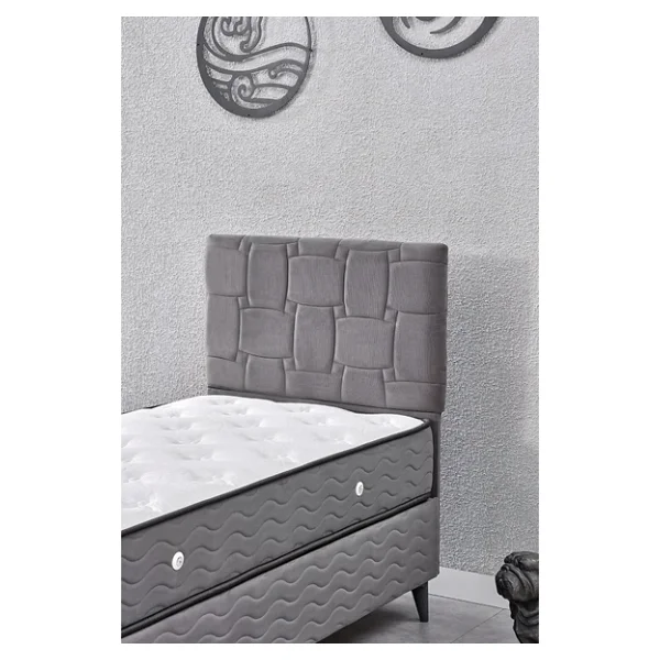 Evdemo Vizyon Tek Kişilik Baza Başlık Yatak Seti Gri 90x190 - Görsel 5