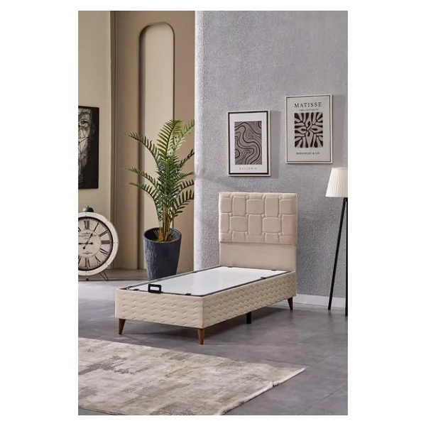 Evdemo Vizyon Tek Kişilik Baza Başlık Set Krem 90x190 - Görsel 3
