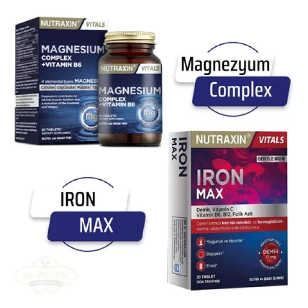 Nutraxin Magnezyum Complex 60 Tablet 125 Mg & Nutraxin Iron Max 17 Mg - Görsel 3