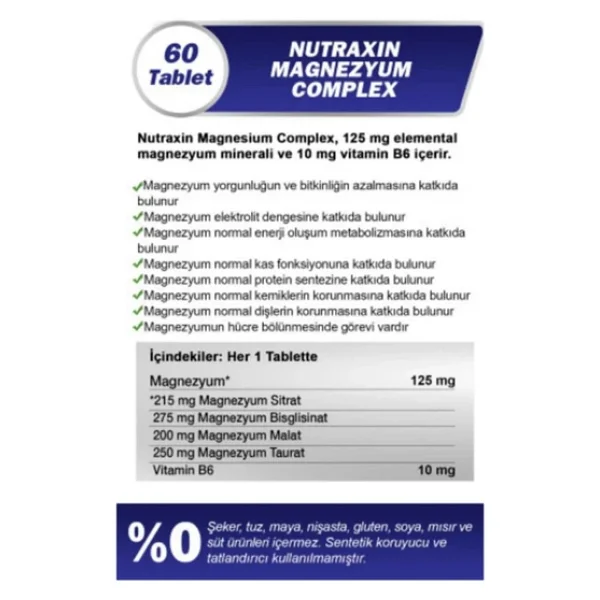 Nutraxin Magnezyum Complex 60 Tablet 125 Mg & Nutraxin Iron Max 17 Mg - Görsel 4