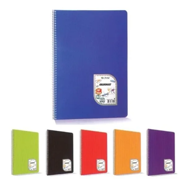 Çınar Colormaxi A4 Spiralli Plastik Kapak Defter 40 Yaprak Kareli 12 Li Paket - Görsel 3