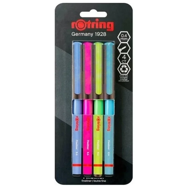 Rotring Fineliner Canlı Renkler 4'lü İnce Uçlu Keçeli Kalem Seti - Görsel 4