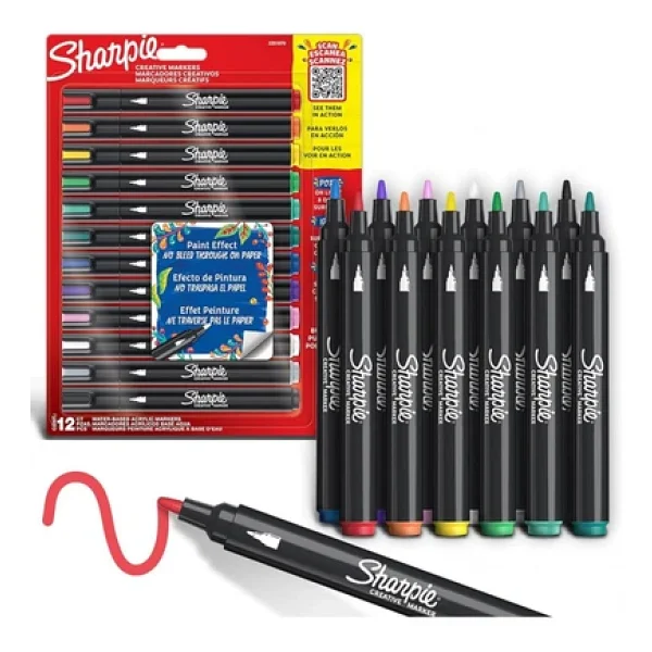 Sharpie Creative Yuvarlak Uçlu 12'li Akrilik Marker Kalem Seti - Görsel 3