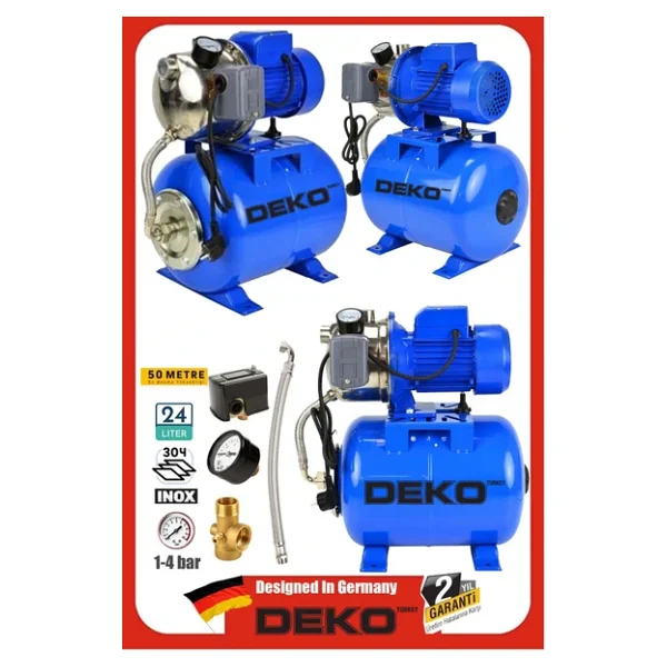 Deko Turkey 1.5hp Özel Paslanmaz Jet Motorlu Su Motoru + 24lt Tanklı Hidrofor Seti 4kat 4daire Full Bakır Sargı - Görsel 5