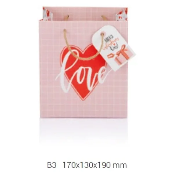 Gıpta Valentines Day B3 Caritas Karton Çanta (Hediye Çantası) 170x130x190 Mm (32 Li Paket) Bg9735 - Görsel 2