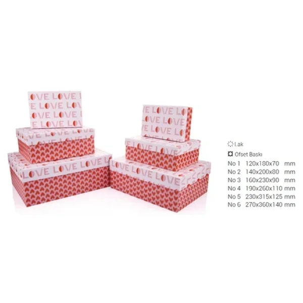 Gıpta Valentines Day Lindo Dikdörtgen 6 Lı Hediye Kutusu Seti Bx0663 - Görsel 2