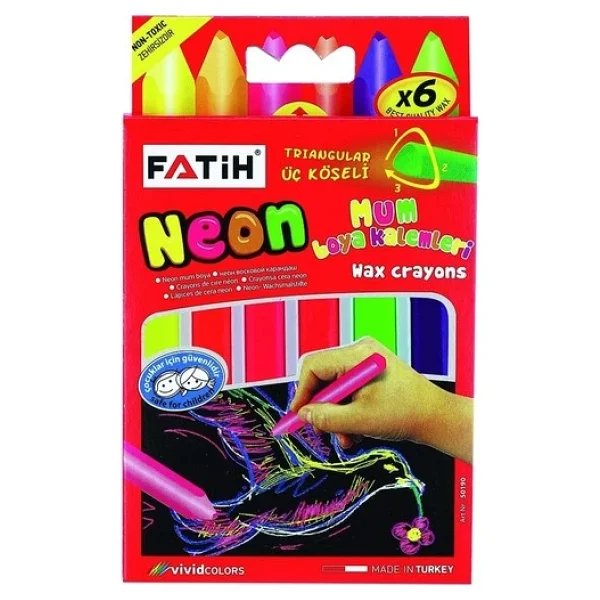 Fatih Wax Neon Jumbo 6'lı Mum Boya - Görsel 4