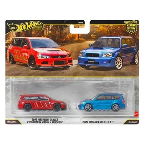 Hot Wheels Premium Car Culture 2005 Mitsubishi Lancer Ve 2004 Subaru Forester Stı 2'li Araba Seti Hbl96-Jhw46 - Görsel 3